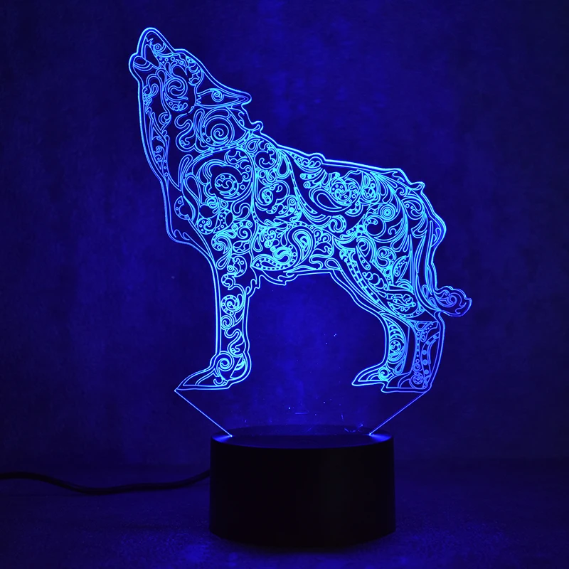 

Wolf Led 3d Night Light Children Bedroom Usb 3d Light Baby Kids Gif 7 color change desk lamp Led Night Lights