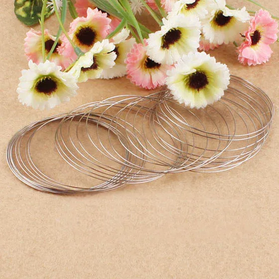 memory metal wire coil steel beading bracelet findings jewelry craft brooches bouquet blank bangles charms dangle rhodium plated