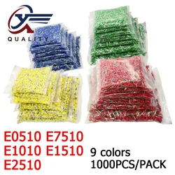 1000pcs/Pack E0510 E7510 E1010 E1510 E2510 Insulated Ferrules Terminal Block Cord End Wire Connector Electrical Crimp Terminator