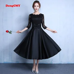 DONGCMY-vestido DE noche DE encaje negro, traje FORMAL DE talla grande para fiesta, novedad DE 2024