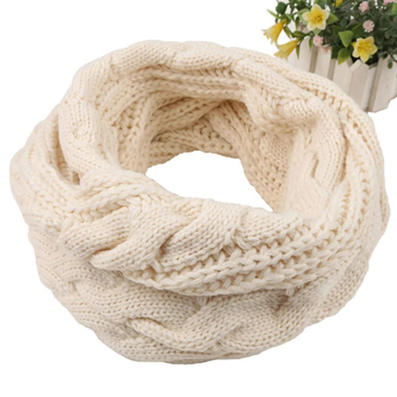 Fashion Geometry Plaid Women\'s Scarf Collar Solid Scarf LICs White Knitted Scarves Female LIC For Women Warm Stole Winter Scarf