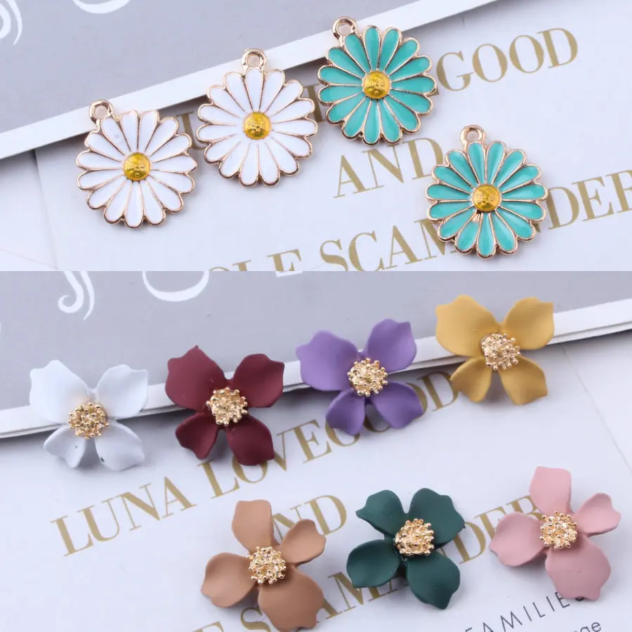 20pcs/lot  Beautiful Pansy flower pendant alloy enamel chrysanthemum Charm DIY accessories of necklace bracelet headdress