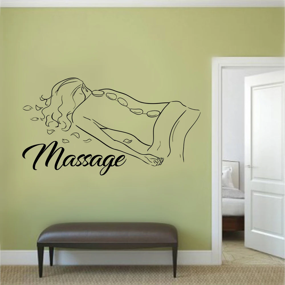 Health Beauty Salon Wall Stickers Window Shop Spa Wall Vinyl Stickers Massag Logo Interior Decorative Mural Massage Decor H405