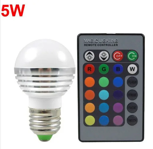 3W RGB E27 led bulb Lamp 5w 10w 15wSpot light 16 Color 85-265V +24Key IR Remote Control