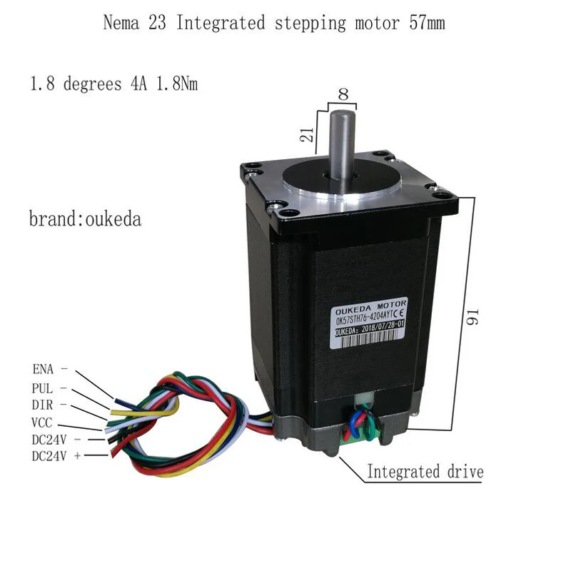 Nema 23 57 High Torque Hybrid Stepping Motor Integrated stepping motor 57mm 1.8degrees 4A 1.8Nm