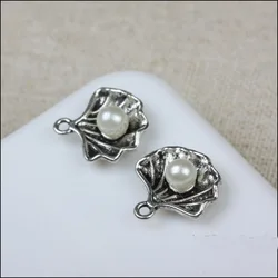 10 Pieces 15mm*15mm Antique Silver Plated Sea Shell charms For Jewelry Making