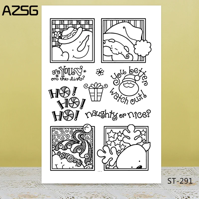 

AZSG Lovely Christmas Santa Claus Snowman Clear Stamps For DIY Scrapbooking/Card Making/Album Decorative Silicone Stamp Crafts