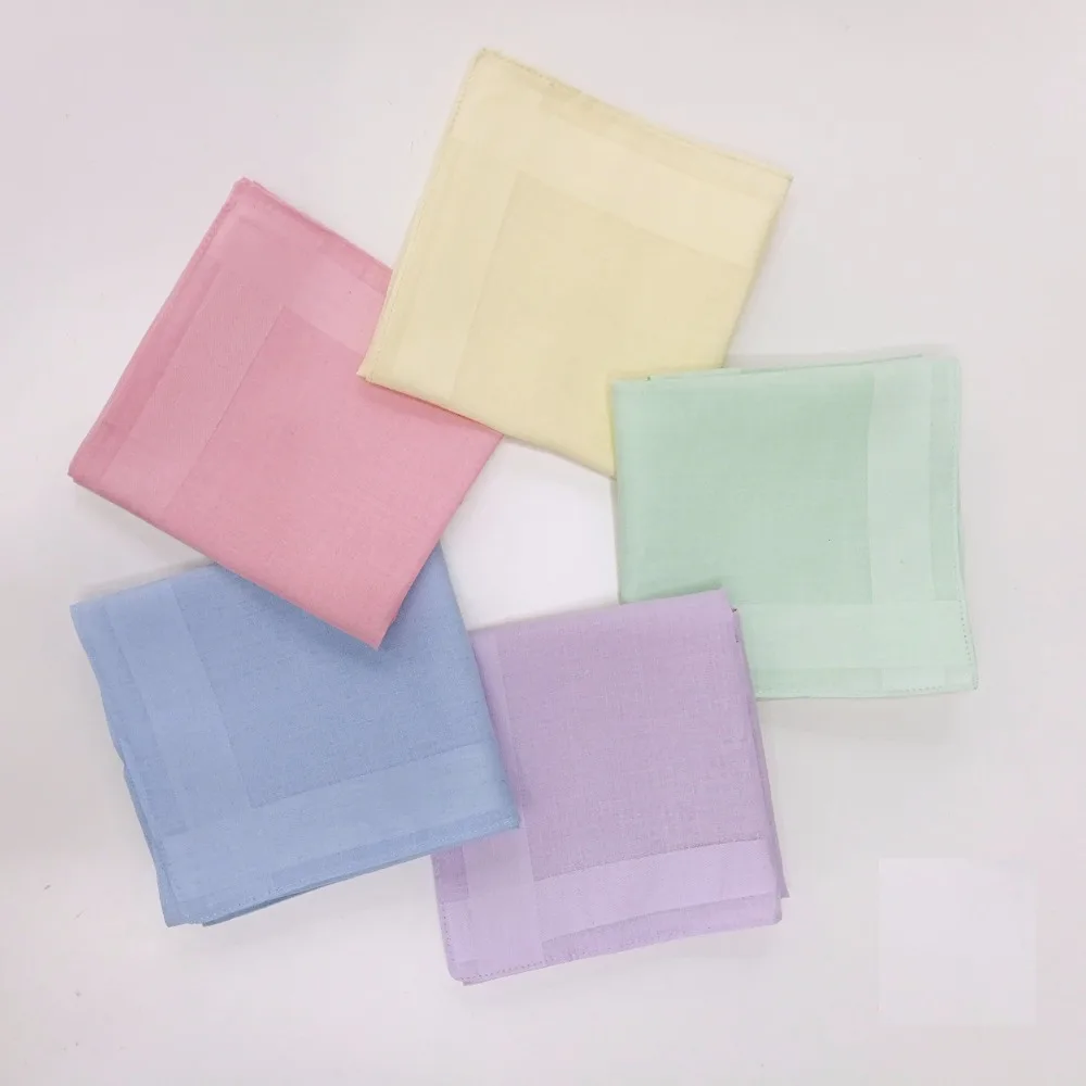 10pcs/lot satin cotton handkerchief, men\'s and women\'s candy color single pigmented handkerchief  square scarf 40cm