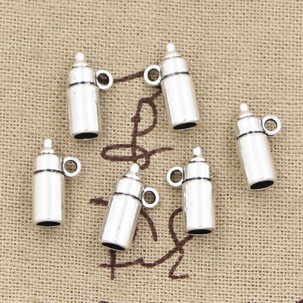 25pcs Charms Feeding Bottle 15x5x5mm Antique Bronze Silver Color Pendants Making DIY Handmade Tibetan Bronze Jewelry