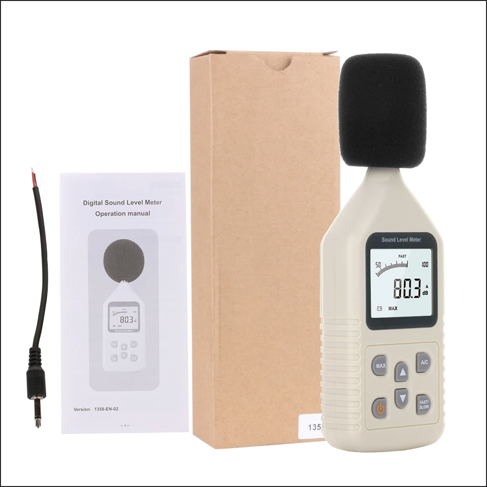 RZ Digital Sound Level Meter Meters Noise Tester In Decibels LCD A/C FAST/SLOW DB Screen GM1358 30-130dB