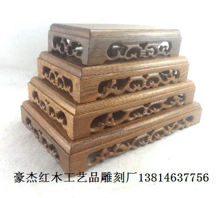 Wenge rectangular sets of four mahogany pedestal base Kistler jade carving factory wholesale base