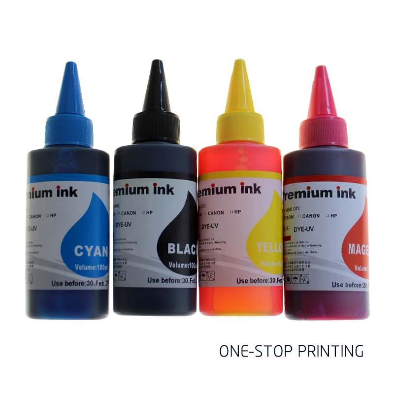 

4x100ML Dye Ink Black Cyan Magenta Yellow for Epson Canon Brother Lexmark DELL Kodak Ricoh and More Printer Cartridge Refill