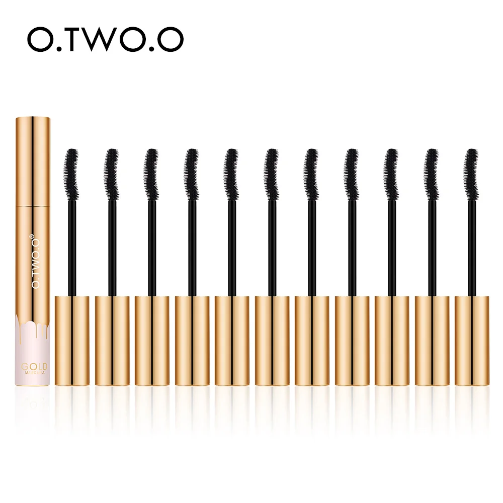 O.TWO.O 12 teile/satz 3D Mascara Verlängerung Schwarz Lash Wimpern Verlängerung Wimpern Pinsel Gold Farbe Mascara Make-Up-Kit