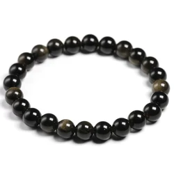 Genuine Black Gold Obsidian Women Men Stretch Powerful Bracelets 6 8 10 12mm  Gemstone Round Beads Natural Stone Bracelet Gift