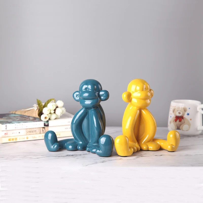 

Funny cute cartoon monkey resin decorative sculpture Unique abstract art monkey craft statue