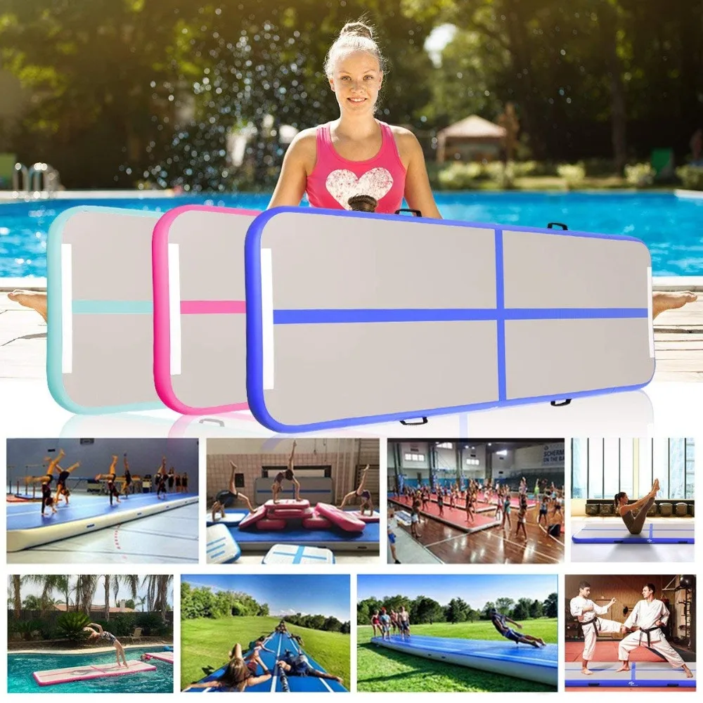 AirTrack-Juego de esteras de gimnasia para entrenamiento de pista de aire, equipo de equilibrio inflable para ejercicio, 100x300x10cm, 9 colores