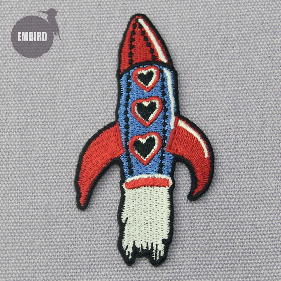 Embird patches Embroidered patch sheets Rocket Space Shuttle ceo-friendly 3D iron on patches kids patch