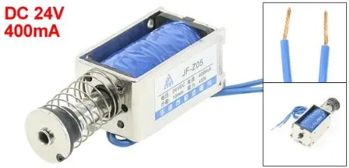 JF-Z05 Solenoid Electromagnet DC 6V/12V/24V 400mA 10mm Stroke 45N 4.5Kg 9.9LB Force Open Frame Type