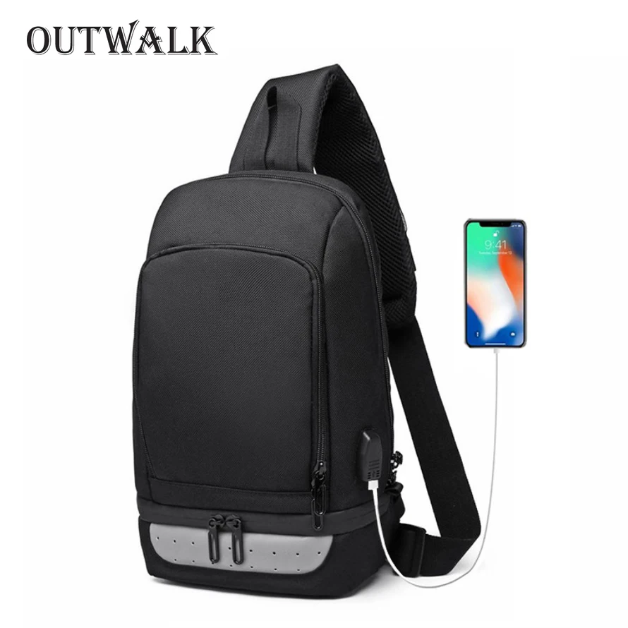 OUTWALK Vintage Oxford Waist Packs Multifunctional Men Crossbody Bags Anti-theft Chest Pack Small Portable Men's Shoulder Bag