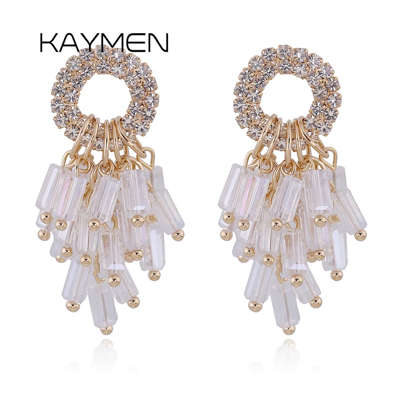 New Arrivals Rhinestone Crystal Golden Drop Dangle Earrings for Girls Women Fashion Statement Earrings Drop-Shipping 4110