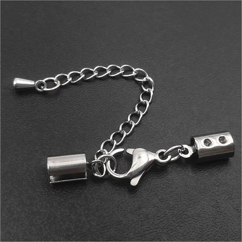 10 stücke Edelstahl Cords Crimp Ende Perlen Kappen Leder Clip Spitze Falten Crimp Bead Halskette Anschlüsse Für Schmuck Machen finden