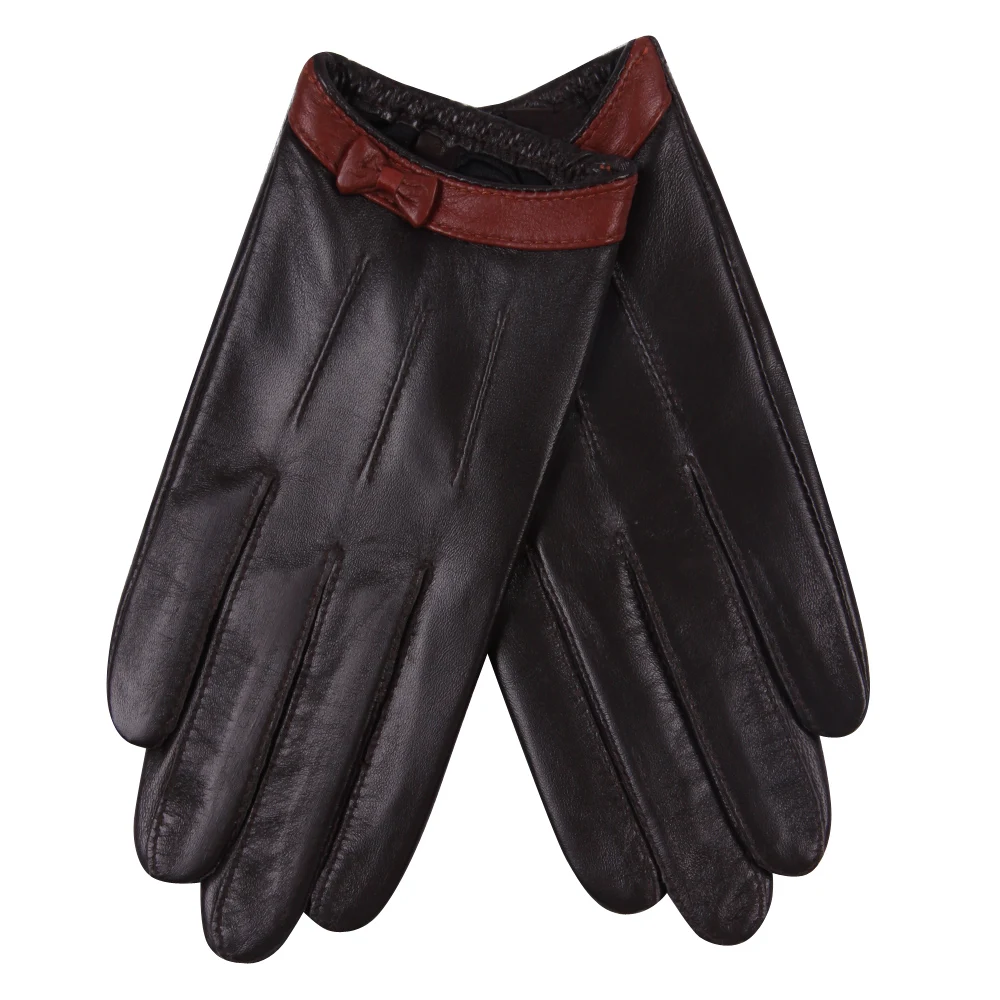 Leather Gloves Female Autumn Winter Thin Style Driving Windproof Keep Warm Genuine Leather Sheepskin Woman Gloves L18015PN