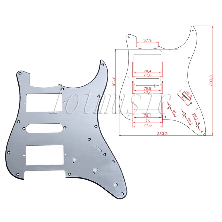 Aluminum Pickguard For Fender Stratocaster Style Electrc Guitar HSH,Brushed Surface