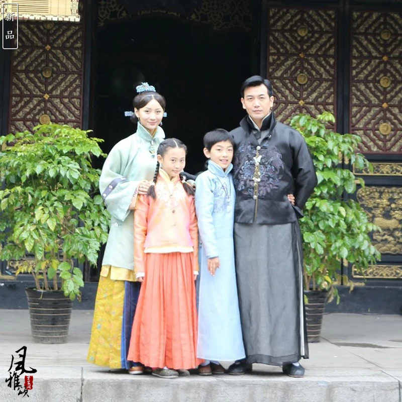 Vintage Republican Period Family Costume Sets Parent Child Costume for 2015 New TV Play Live Flesh Huo Se Sheng Xiang