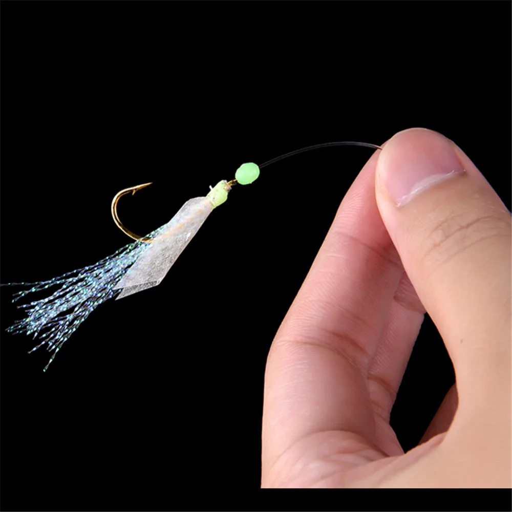 1PCS String Hook For Swivel Rigs Bait Jigs Fish Head Fishing Luminous Single Combination Fishhooks With 6 Small Hook
