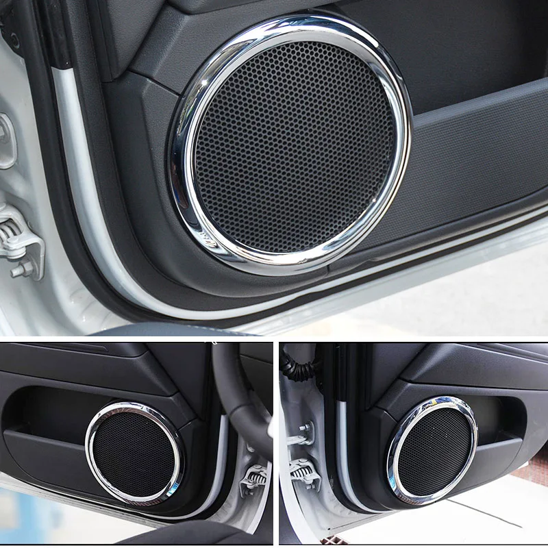 4pcs For Dodge Caliber 2006-2012 Car Door Audio Shelf Chrome Speakers Cover Trim Bezel SubWoofer Frame Garnish Accessories