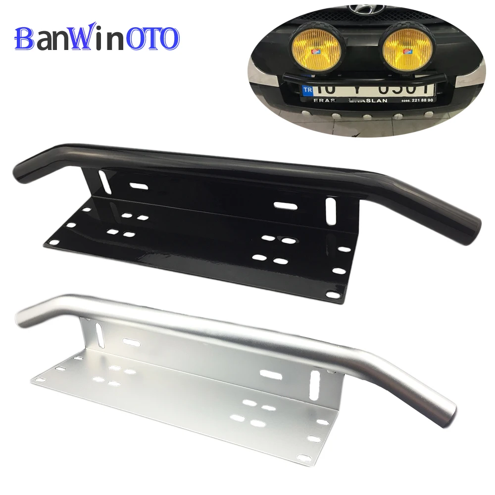 Bull Bar Front Bumper License Plate Log Light Mount Bracket SUV Lamp Holder Off Road LED Light Bar Universal Aluminum PZK001