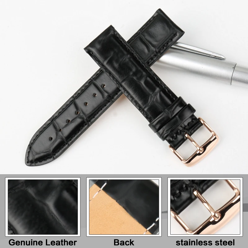 MAIKES Watch Accessories Watch Band Bamboo knot Genuine Leather Watch Strap For Daniel Wellington Black DW Watchbands Bracelets