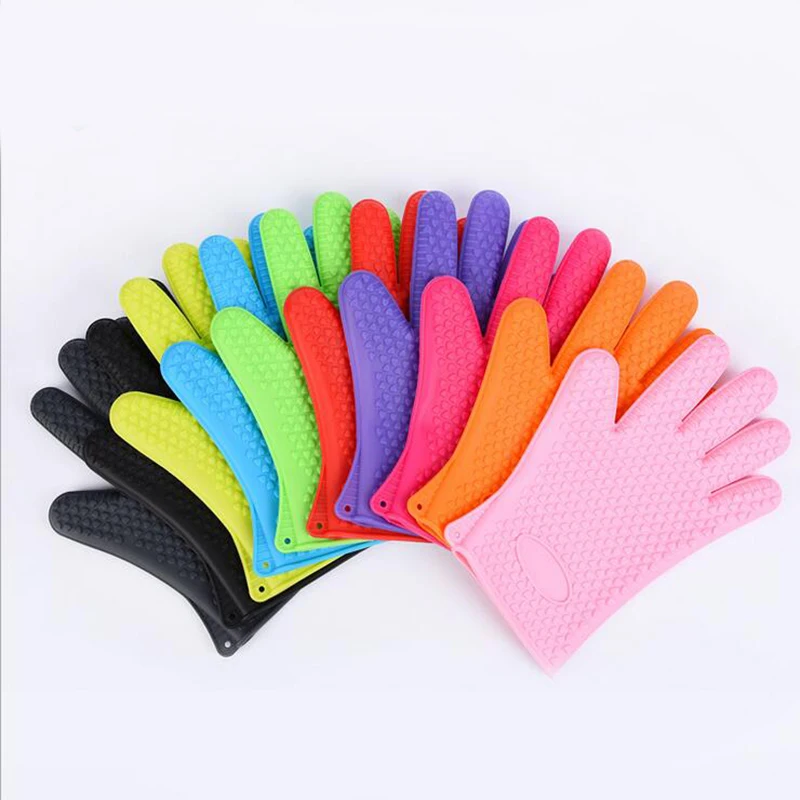 1PC Non-slip Insulation Silicone Microwave Oven Glove Kitchen Cooking  Baking BBQ High Temperature Thickening Glove G180