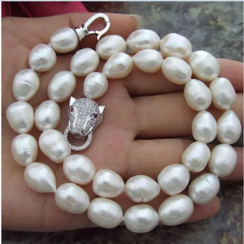 SINGLE STRAND 11-13mm natural south sea white baroque pearl necklace 18