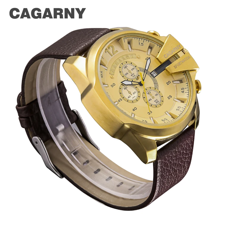 Cagarny Military Watches Men\'s Quartz Watch Men Leather Watchband Sports Wristwatches Relogio Masculino Dourado Reloj Hombre New