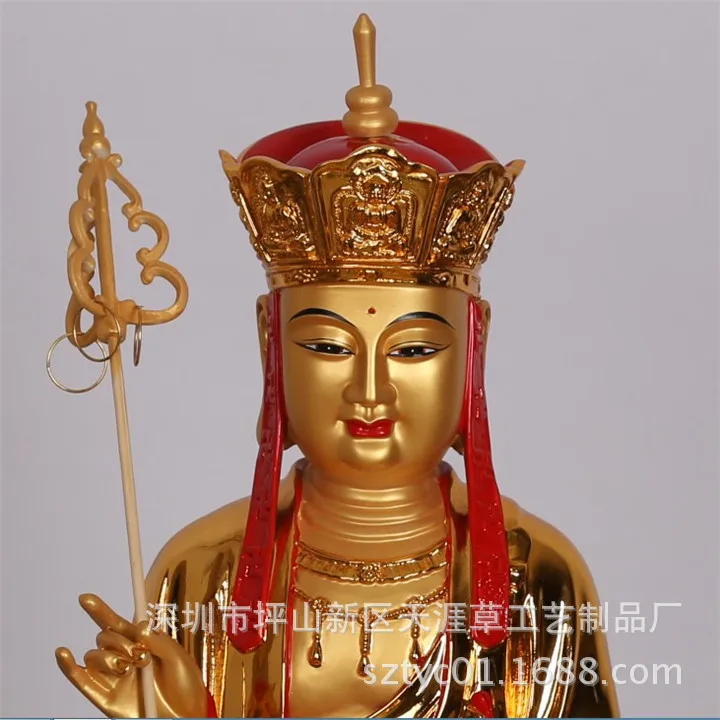 Shenzhen factory processing and production of synthetic resin statues painted gilded ornaments Ksitigarbha 48 cm high C section