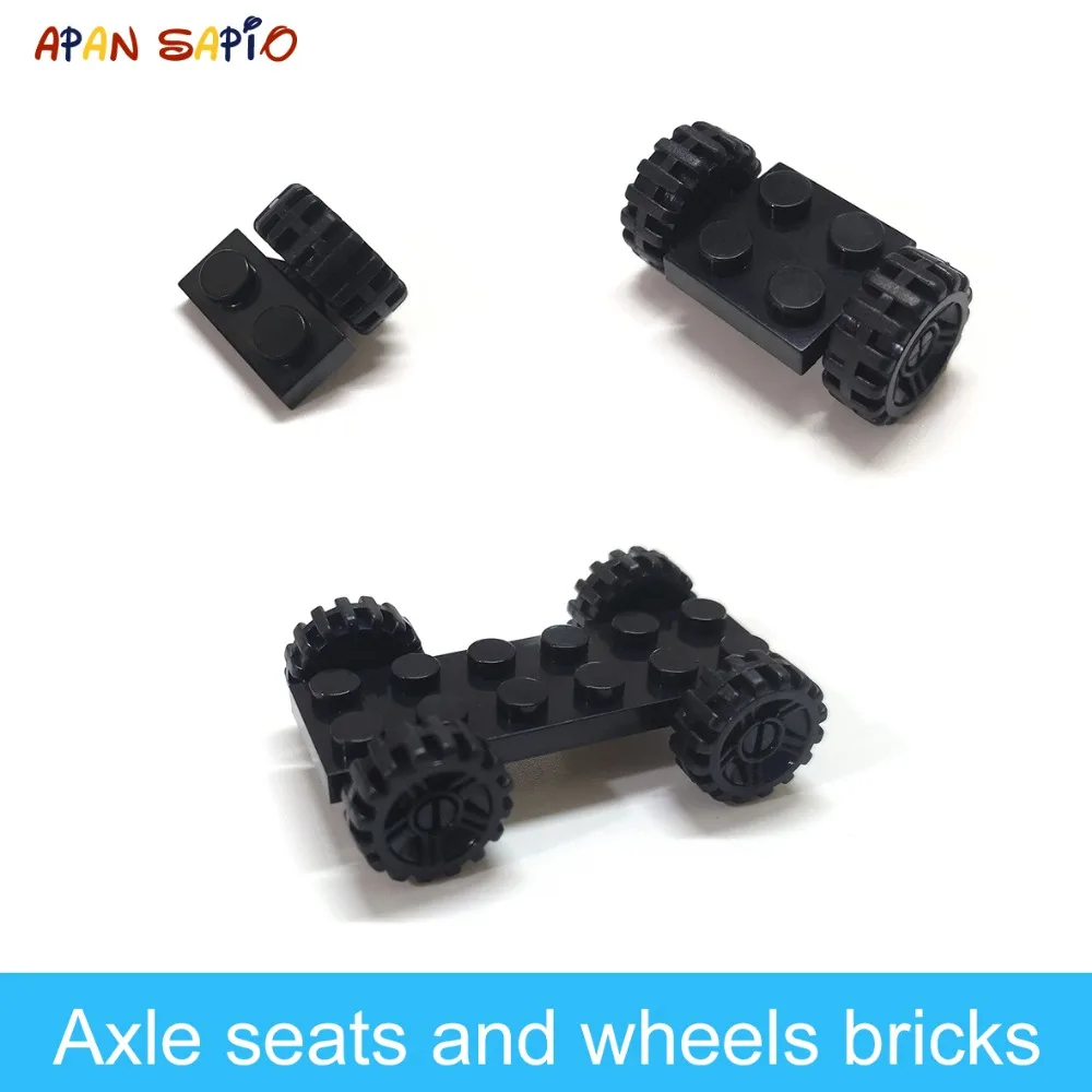 DIY Building Blocks Figures Bricks Axle Seat and Wheels 1x2 2x2 Educational Creative Size Compatible With Toys for Children