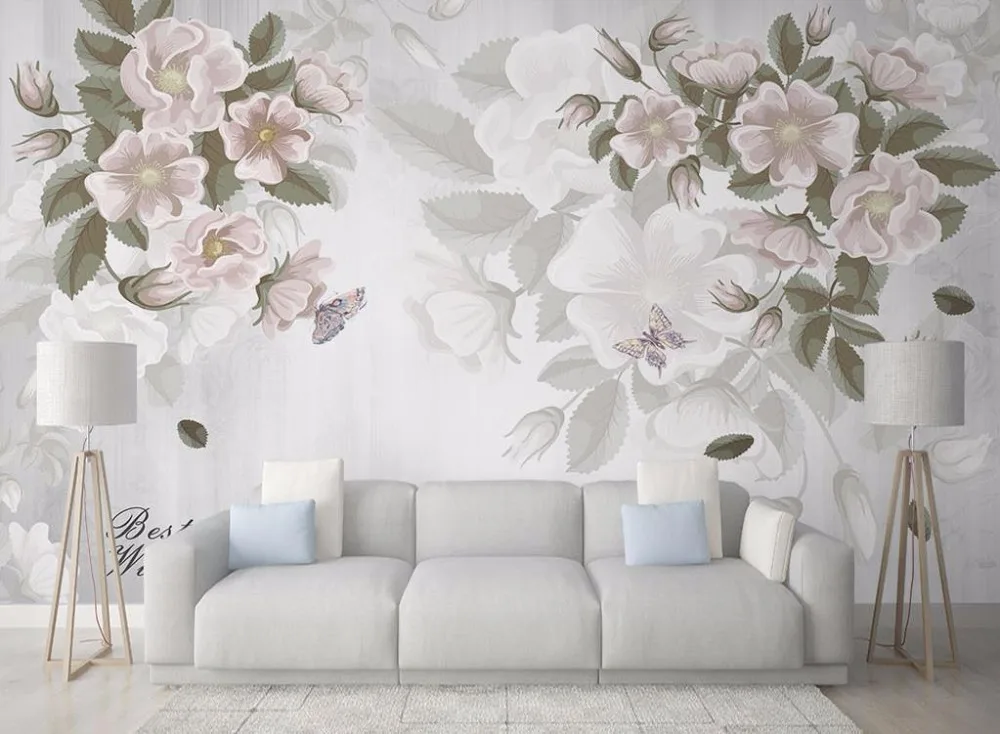 

Custom Painting Wallpaper pastoral flower Modern art Wallpapers Mural 3D Vinyl Wallpaper Living room Wall Covering