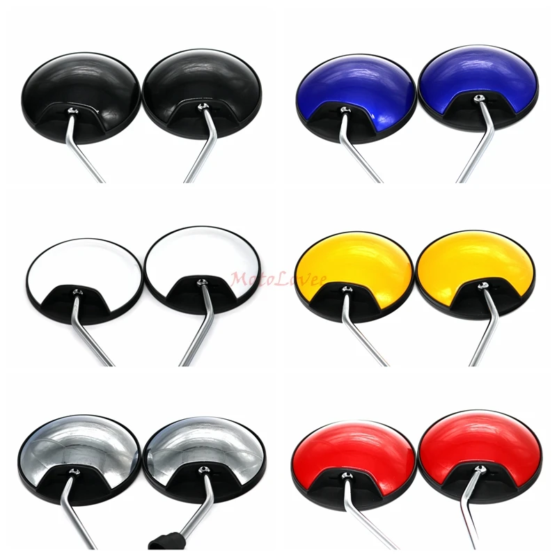 Motolovee Universal Clockwise 8mm Round Motorcycle Rearview Mirrors 360 Degree Convex Moped Scooter Motorbike Side Mirror