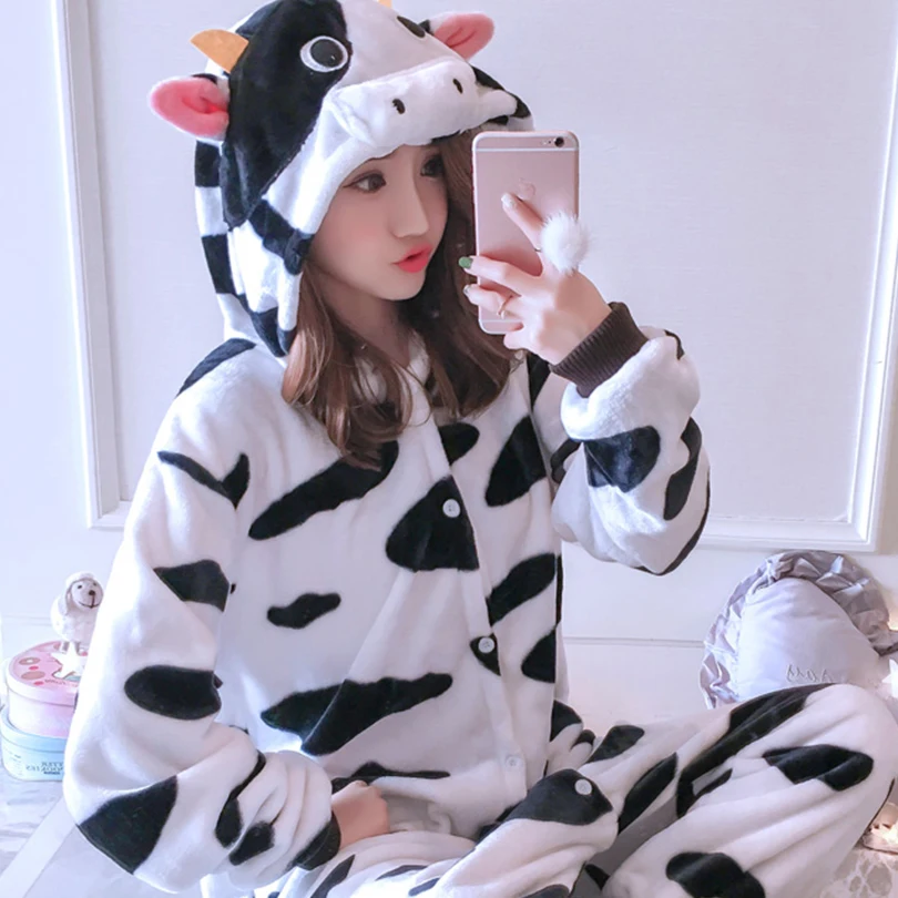 Cartoon conjoined pajamas jumpsuit winter cute flannel Cosplay Costume New Years Carnaval Christmas Costume