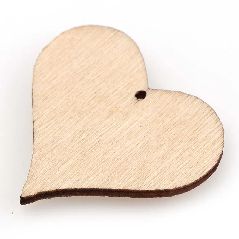 In bianco di Legno Del Cuore di Fette di Dischi di Cerimonia Nuziale Di Natale Ornamenti di Legno di Forme di Cuore Craft Wedding Guestbook