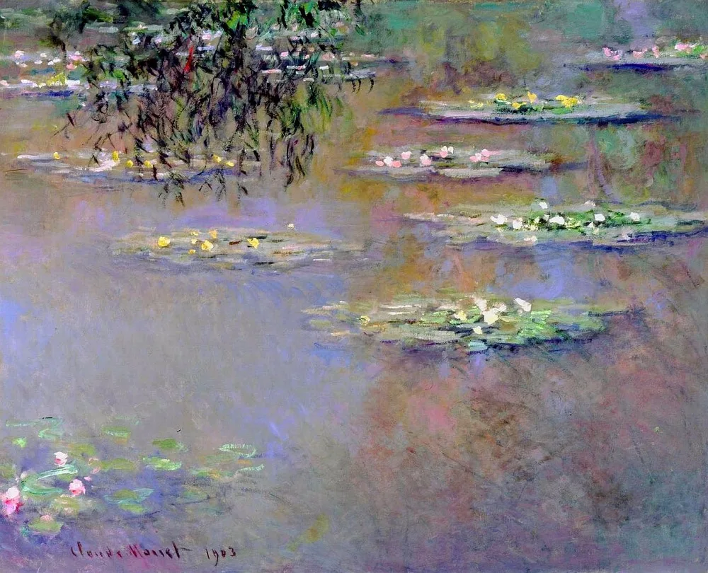 100% handmade landscape oil painting reproduction on linen canvas,water-lilies by claude monet