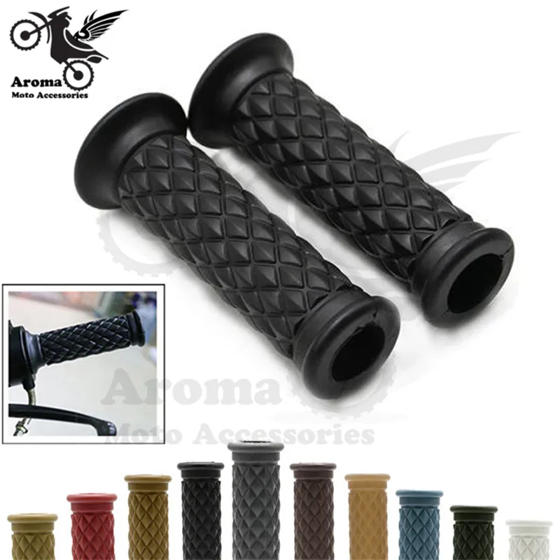 11 colors available retro motocross hand grips part rubber motorbike handle grip for harley softail sportster prince cruise cafe