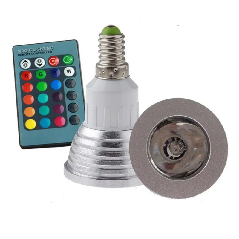 LED Bulb Lamp 5W GU10 E27 E14 MR16 B22 16 Color Change Lamp RGB spotlight 85-265V for Home with IR Remote led spot 1pcs