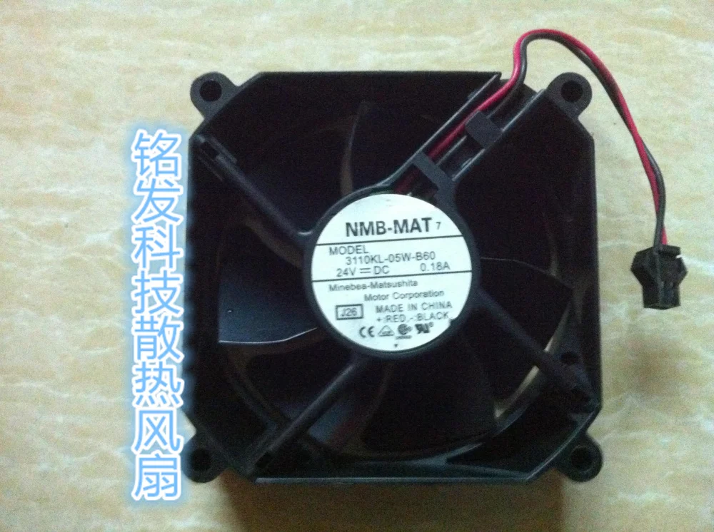 

NMB-MAT 3110KL-05W-B60 J26 DC 24V 0.18A 80x80x25mm Server Cooling Fan