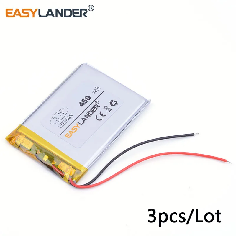 3pcs/Lot 303648 3.7V 420mAh Rechargeable Lithium Li-ion Polymer Battery for dvr GPS mp3 speaker