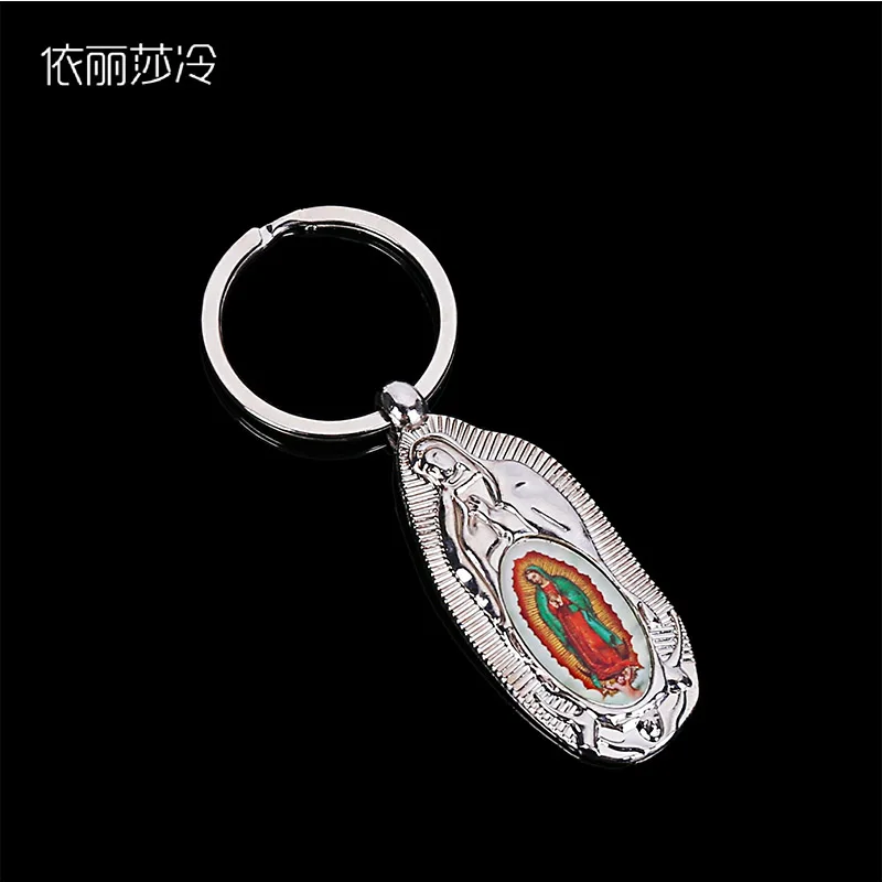 Religious Rose Madonna of Our Lady Guadalupe Pendant Key Chain Ladies Jewelry Key Car Keychain Ring Chain