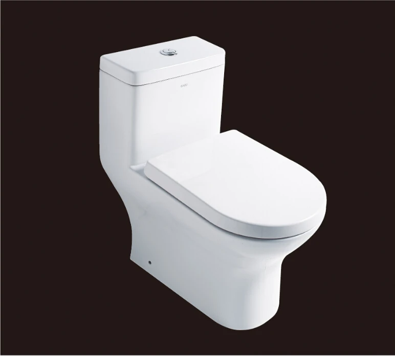 

2019 hot sales water closet one-piece S-trap ceramic toilets with PVC adaptor PP soft close seat AST353 UPC certificate