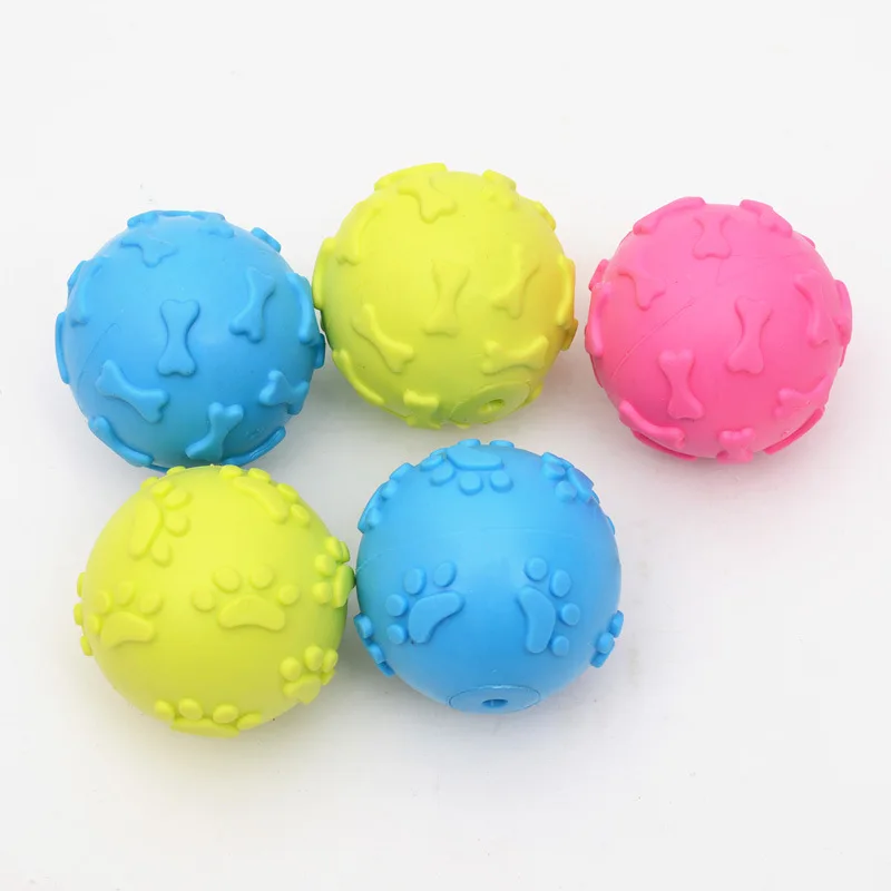 Pet Dog Rubber Interactive Toys Squeakers  Dog Ball Interactive Bite-resistant Elastic Rubber Toy Suitable For Puppies Cat