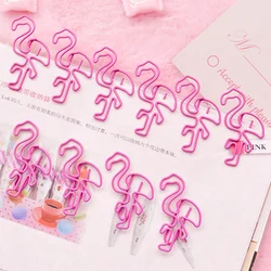 10Pc Pink Cute Flamingo Paperclip Baby Shower Birthday Party Decorations Kids Flamingo Notebook Bookmark Photo Picture Paperclip